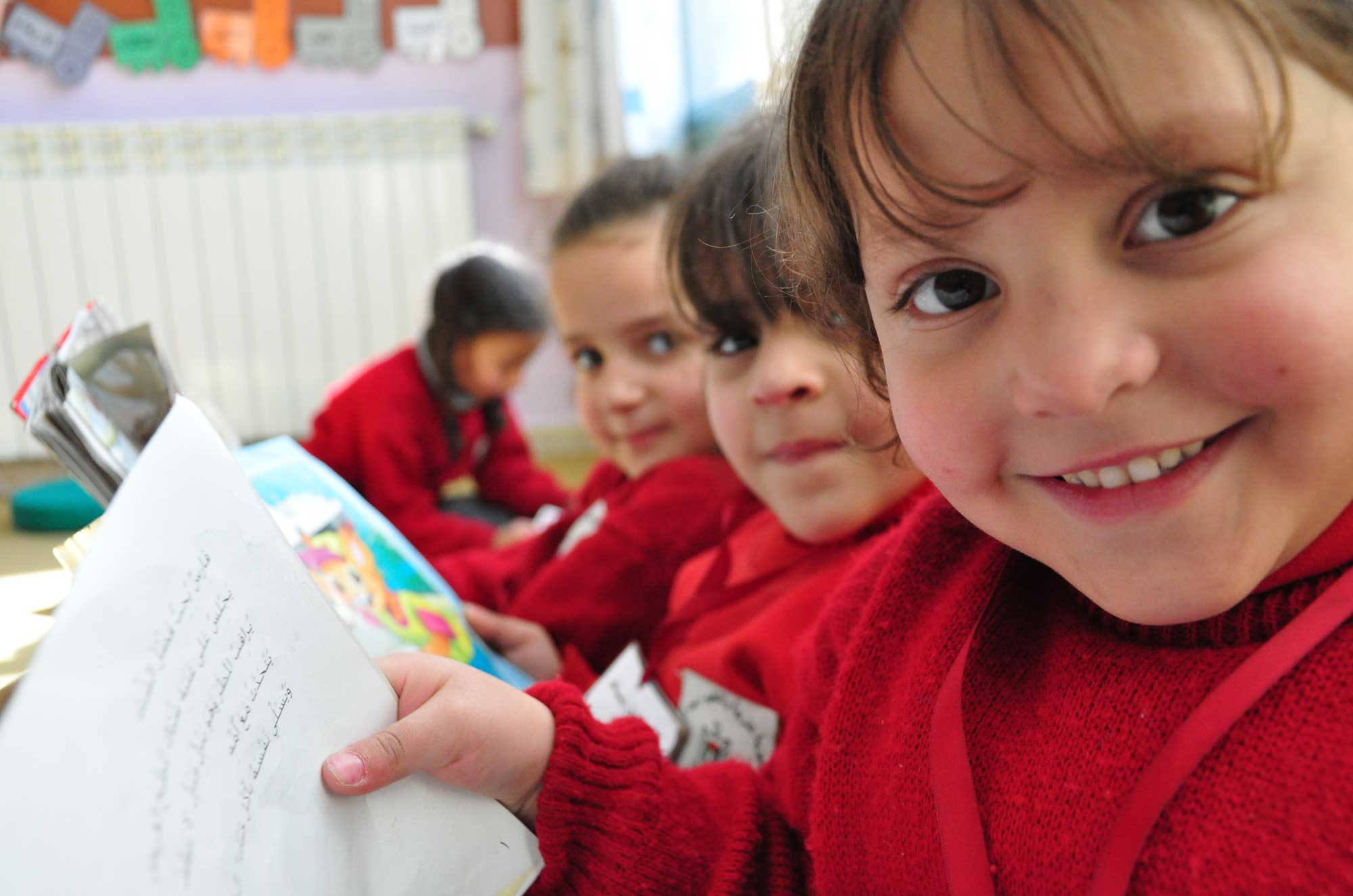 Preschoolers reading at the Bethlehem Government Preschool
