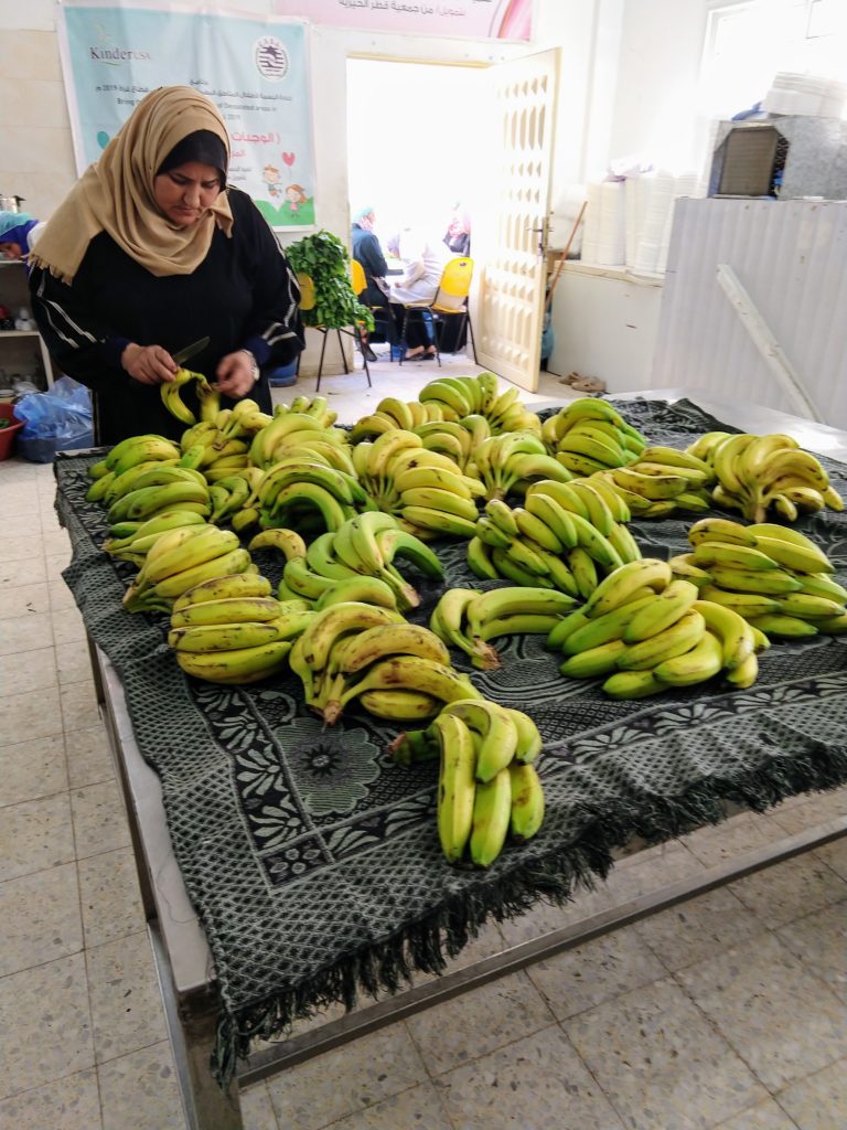 Fresh bananas in the kitchen of the CSSL women's center in Beit Hanoun, Gaza.
