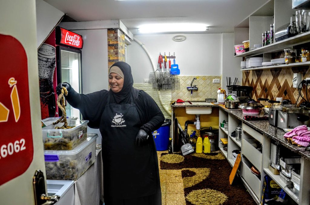 Nihaya in her restaurant in Qalqilya, in Palestine’s West Bank.