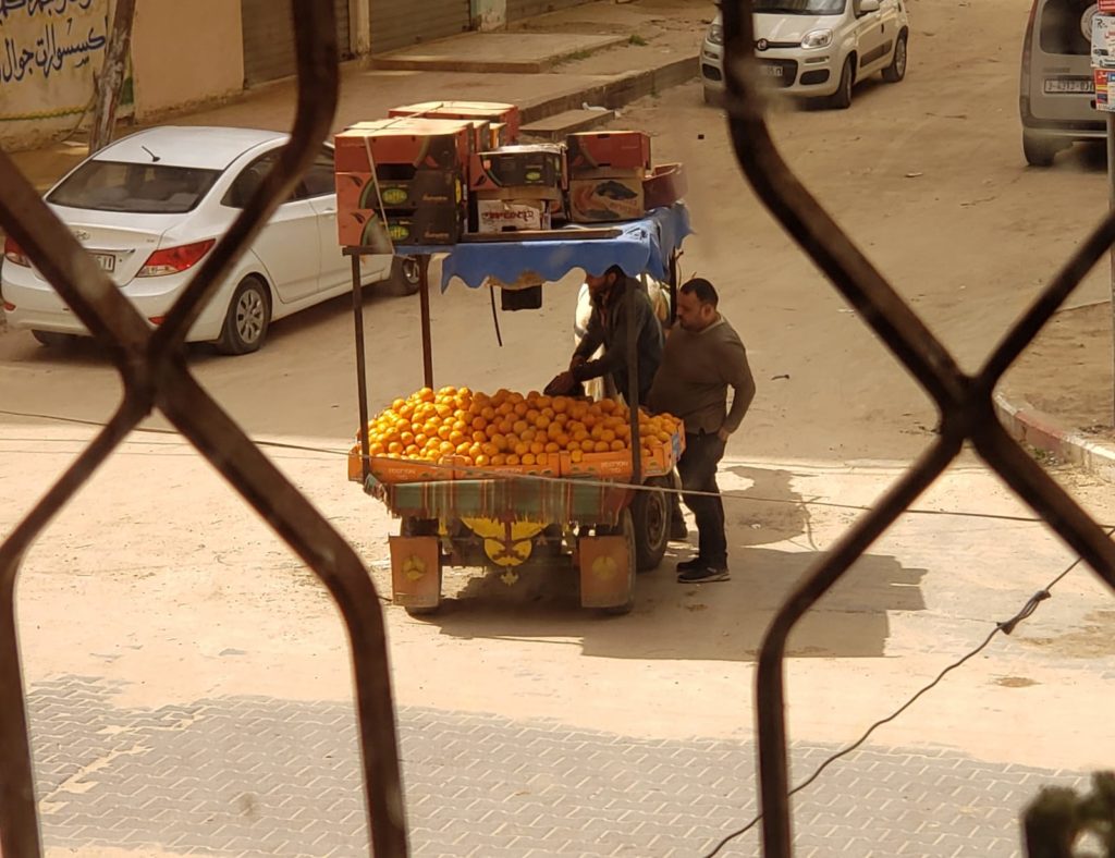  The fruit vendor with his megaphone coming by my window several times a day to sell his oranges, even during the COVID-19 pandemic.