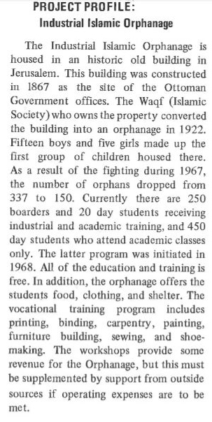 IndustrialIslamicOrphanage Story from a 1970 Anera newsletter about our support of the Industrial Islamic Orphanage.
