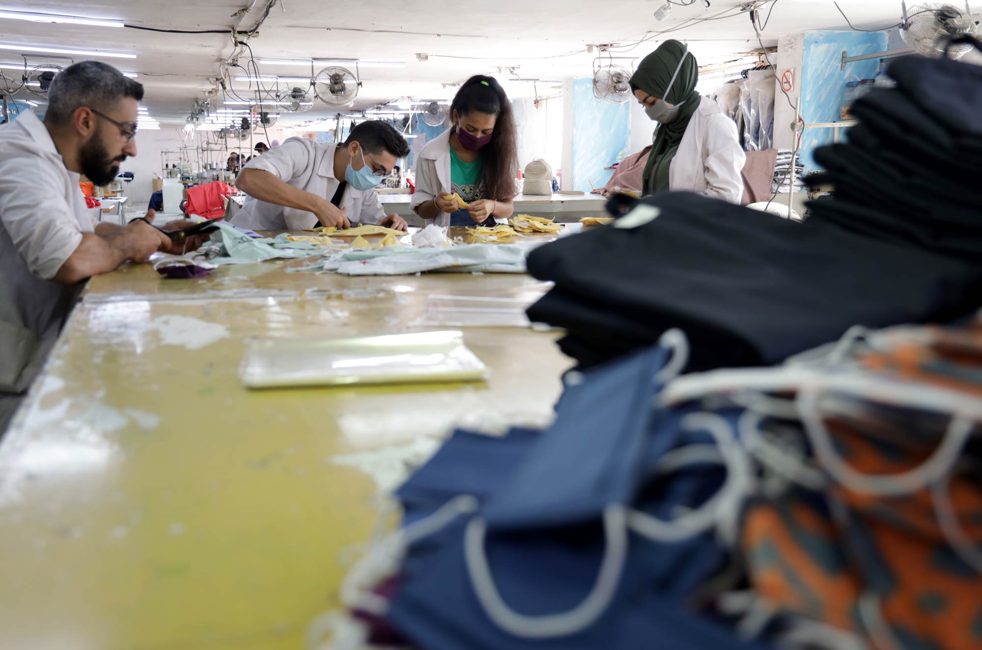 Mask production in Tripoli, Lebanon