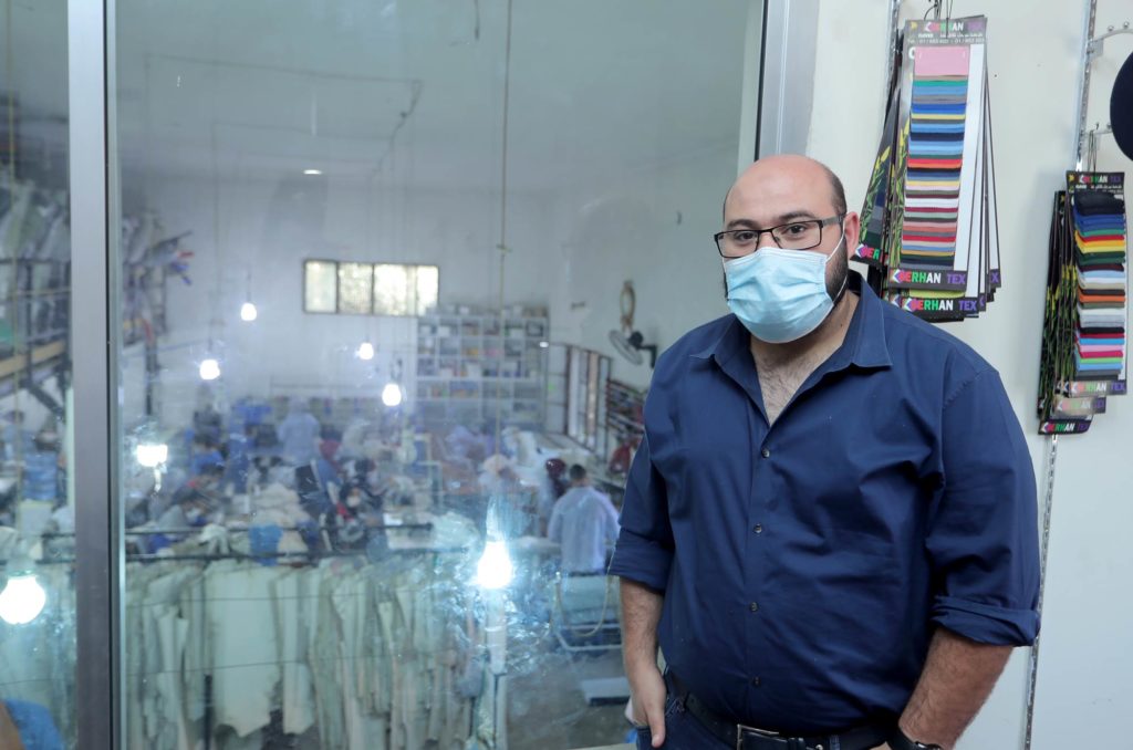 Mohamad Ibrahim at the WATAN sewing workshop