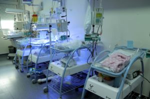 Premature babies in the neonatal resuscitation unit at the Tripoli Government Hospital.
