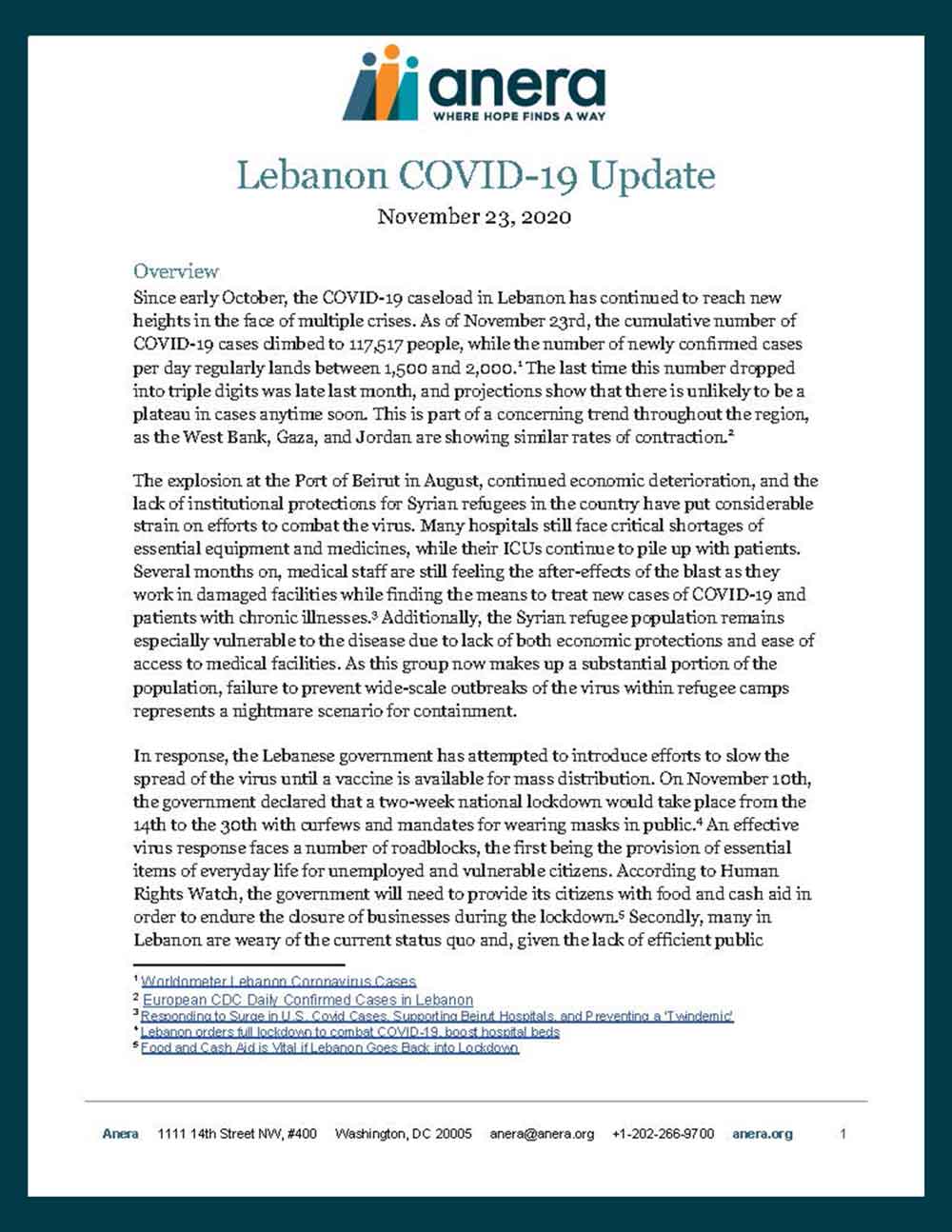Anera-COVID-Situation-Report-Lebanon-Novt-2020 Anera's COVID November situation report for Lebanon