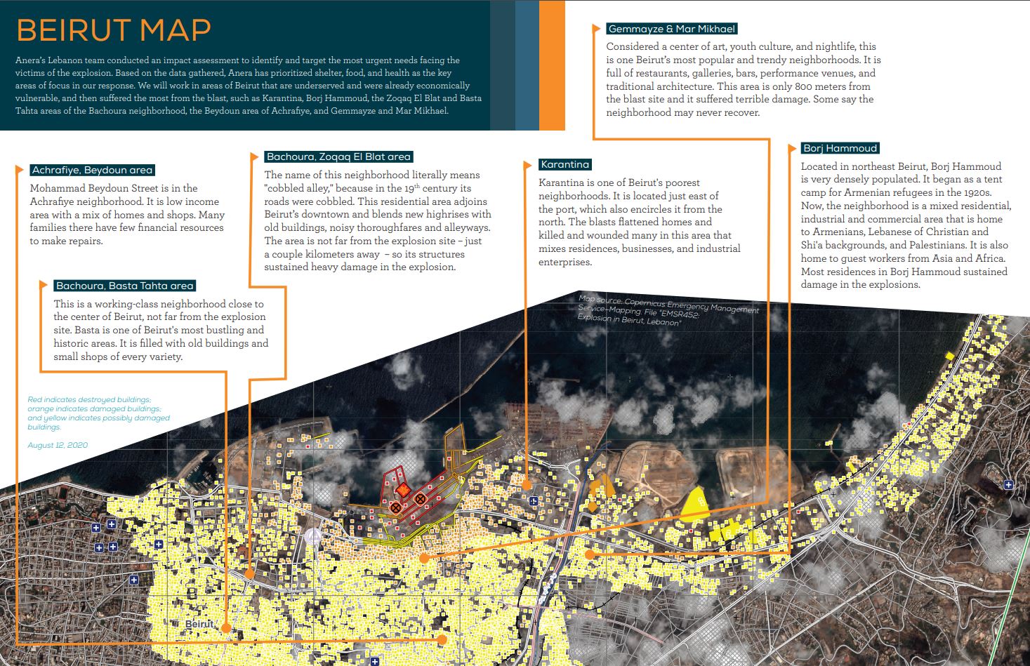 Anera Beirut blast response map