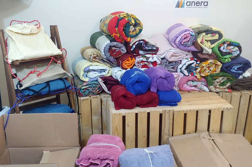 Relief, blankets, towels, Lebanon, Burj-El-Barajneh, Lutheran-World-Relief, Women's-Programs-Association Blankets and towels being distributed to families in need.