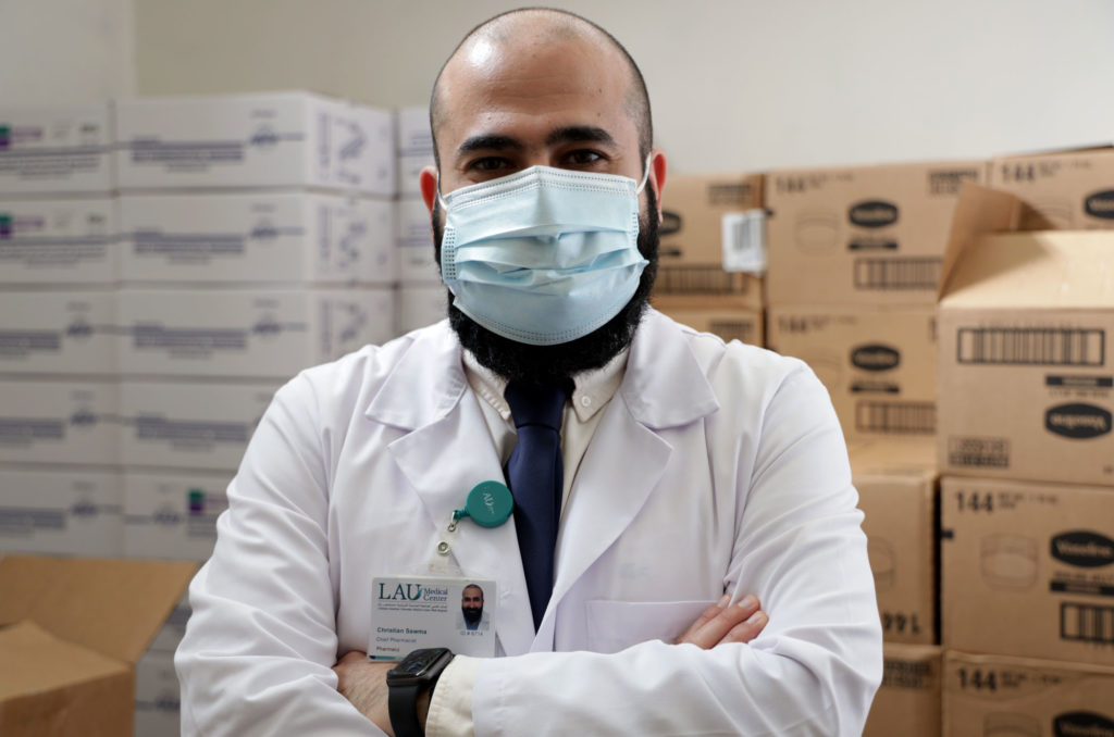 humanitarian-aid, PPE, medical-aid, Lebanon, Beirut-explosion, health, Christian-Sawma Christian Sawma, chief pharmacist at Lebanese American University’s Medical Center, in profile.