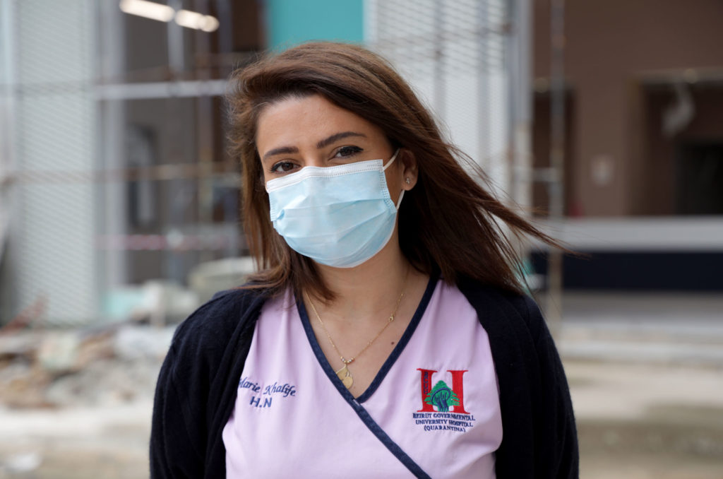 humanitarian-aid, PPE, medical-aid, Lebanon, Beirut-explosion, health, Marie-Khalifa Marie Khalifa, nurse in charge of the pediatric ward at Karantina Hospital, in profile.