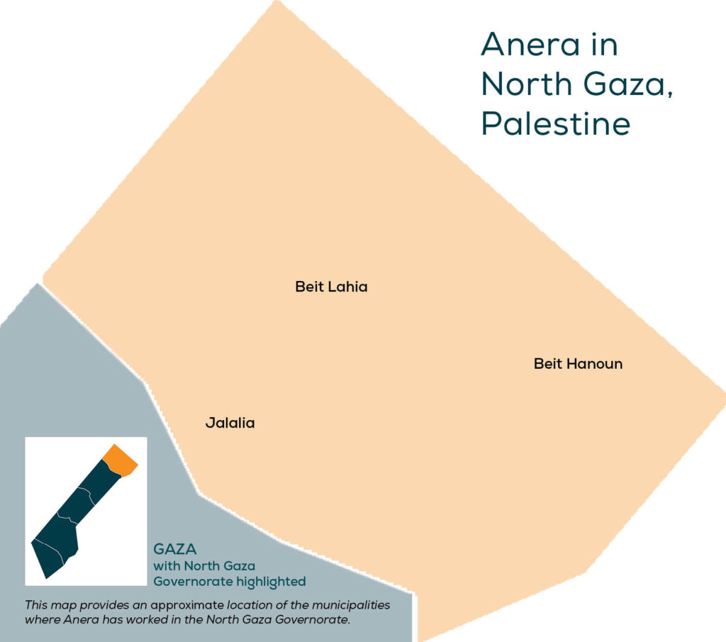 Map of municipalities Anera has worked in in North Gaza Governorate