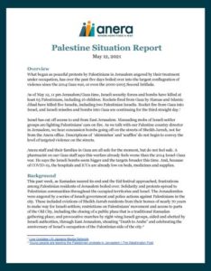 First page of Anera's May 12, 2021 report on the emergency situation in Palestine