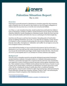 May-12-2021-Palestine-Situation-Report-1stpage First page of Anera's May 12, 2021 report on the emergency situation in Palestine
