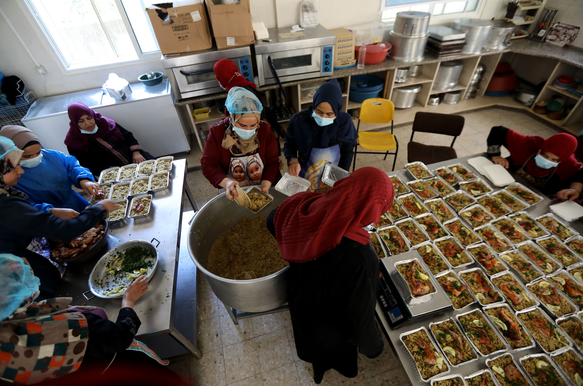 An overhead view of the meal preparation.
