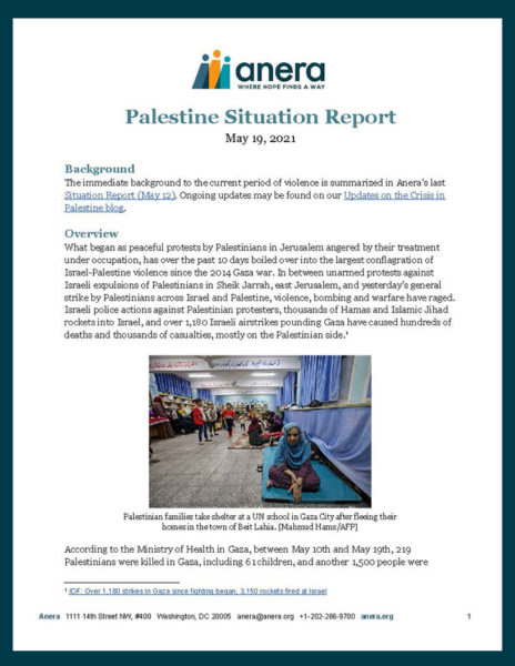 First page of the Palestine situation report 19 May 2021.