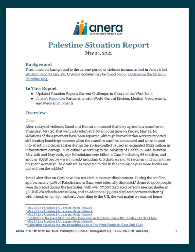 Anera Palestine Situation Report page 1 thumbnail