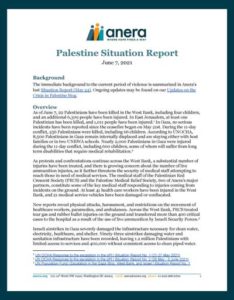 First page of Anera's Palestine situation report 7 June 2021.