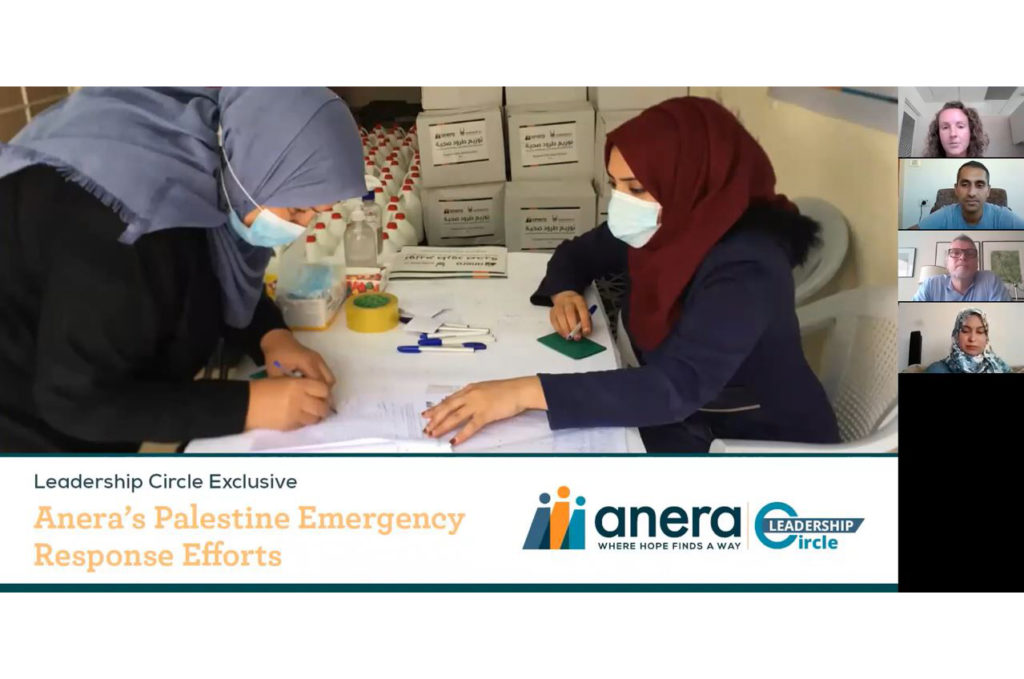 Title screen of Anera's Palestine Emergency Response Efforts Webinar
