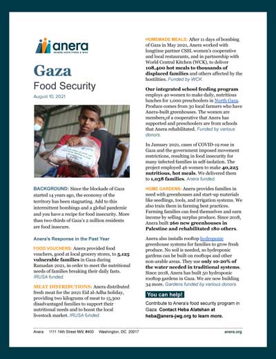 A fact sheet about how Anera is responding to food insecurity in Gaza.