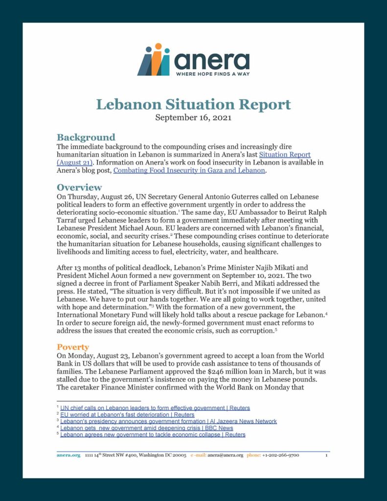 September 16 Lebanon Situation Report_Page_1 September 16 Lebanon Situation Report_Page_1