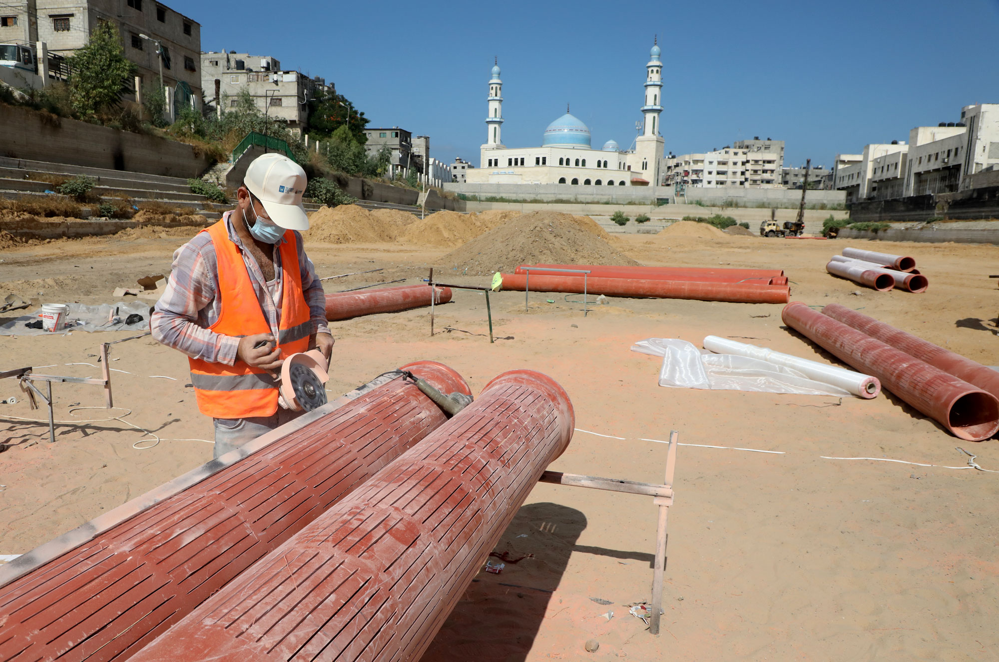 Segments of new pipeline laid out in the basin.