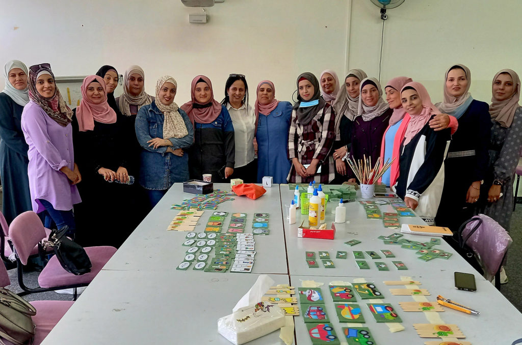 17 preschool teachers participating in Anera's teacher training in Nablus, Palestine