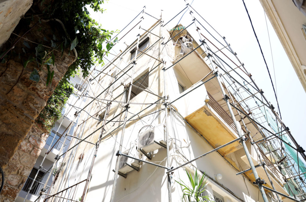 The facade of a Beirut apartment building after Anera's renovations