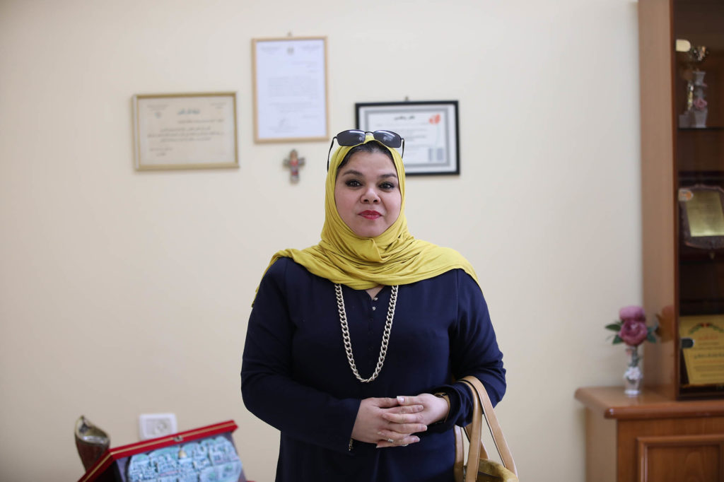 Waheba in her office at the Rosary Sisters School in Gaza City.