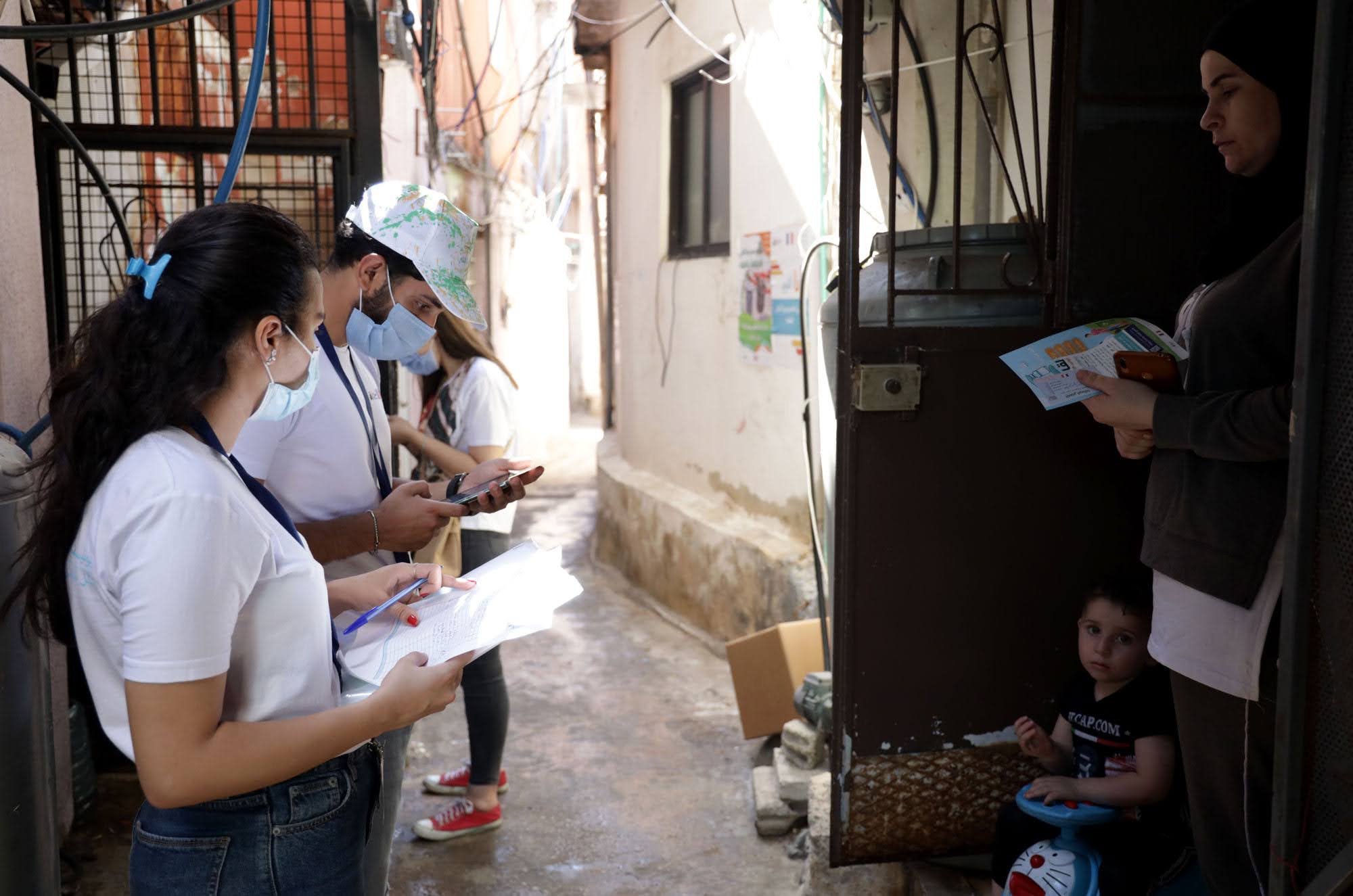 Anera's door-to-door COVID campaign in Lebanon.