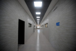 The hallway on the new floor that Anera built at the Rosary School in Gaza
