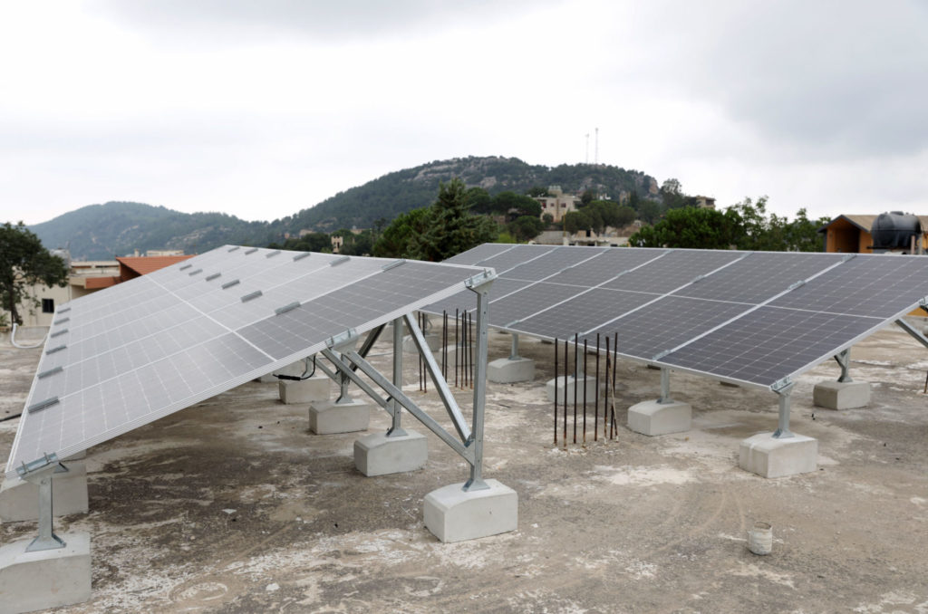 Solar panels on a clinic rooftop