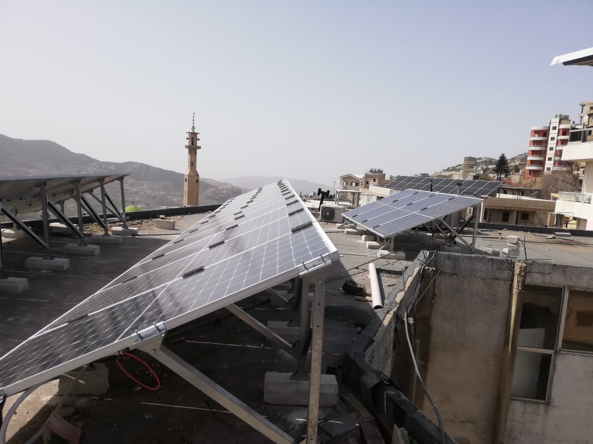 Solar panel installed on a community center in Tripoli.