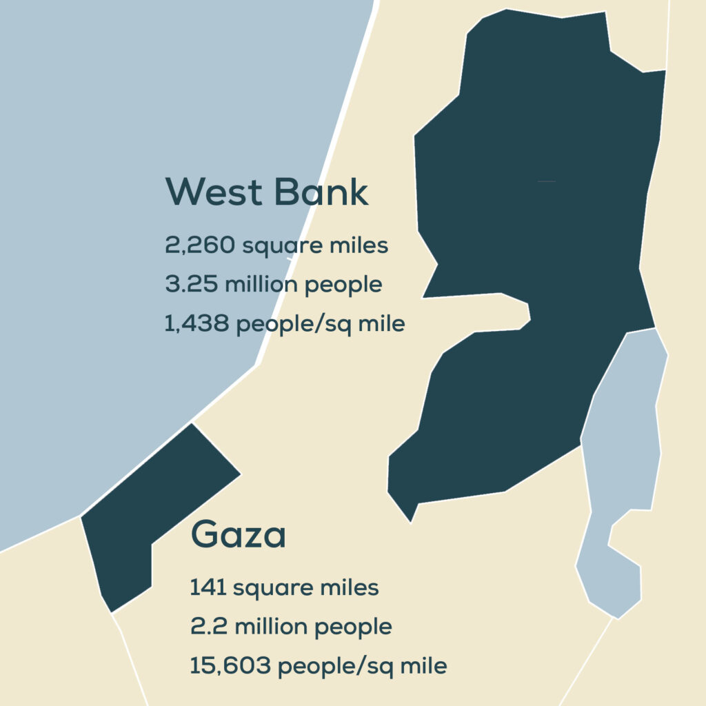 Map of Gaza and the West Bank.