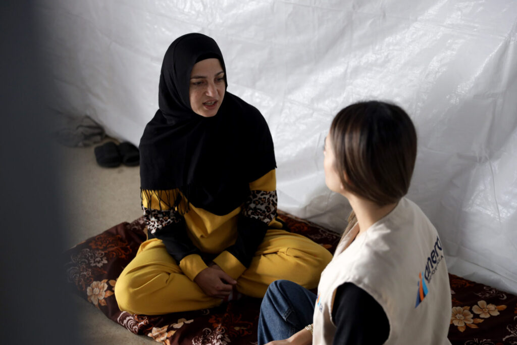 mirna.hanadi.edit Mirna and Hanadi exchange stories at the shelter.