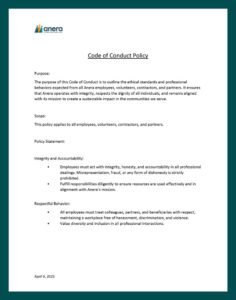 Anera, Code-of-Conduct, Policy, 2025