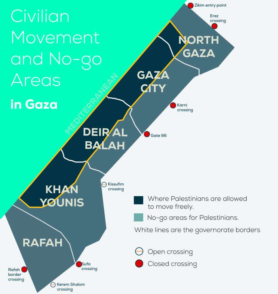 Map of Gaza resident movement and no-go zones.