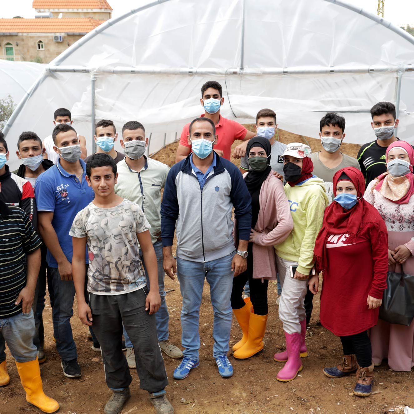 The vocational agriculture students gather for a group photo.