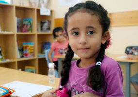 Asma is a preschooler at the recently-opened Madama preschool in the West Bank, Palestine. Anera built the preschool as part of its early childhood education program.